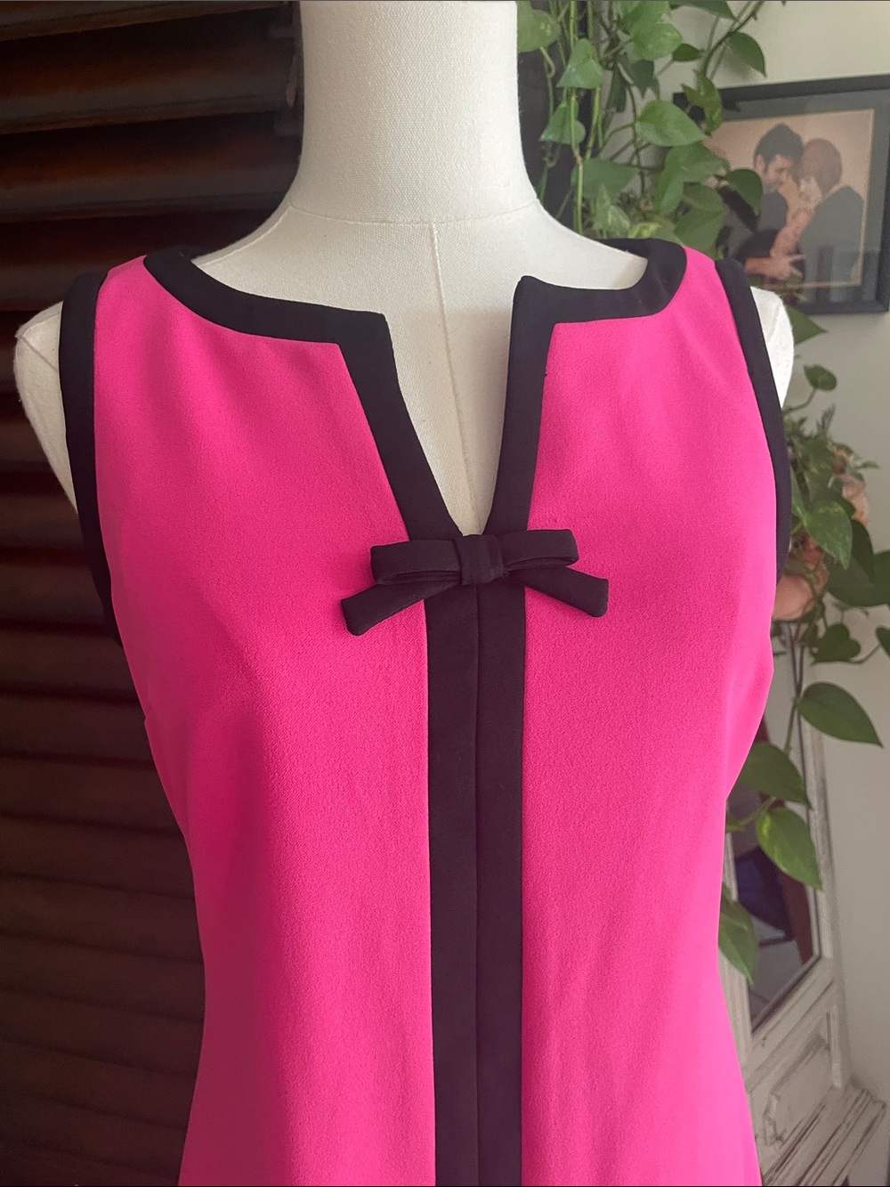 Say Hot Pink and Black Sheath Dress Size 36 or 4 Legally Blonde Style Jackie O - Picture 4 of 8